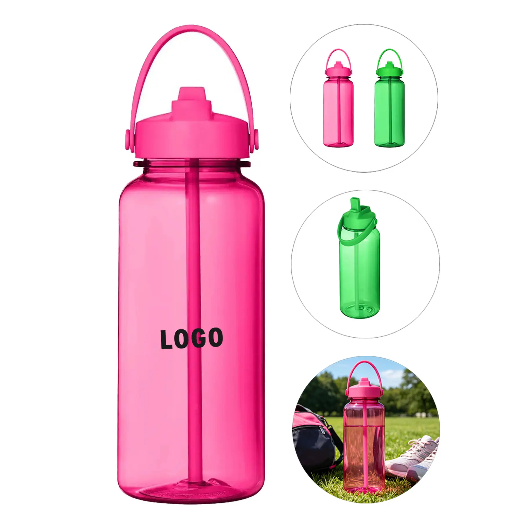 Tritan 33 oz Water Bottle with Flip Straw - Durable Neon Design 2