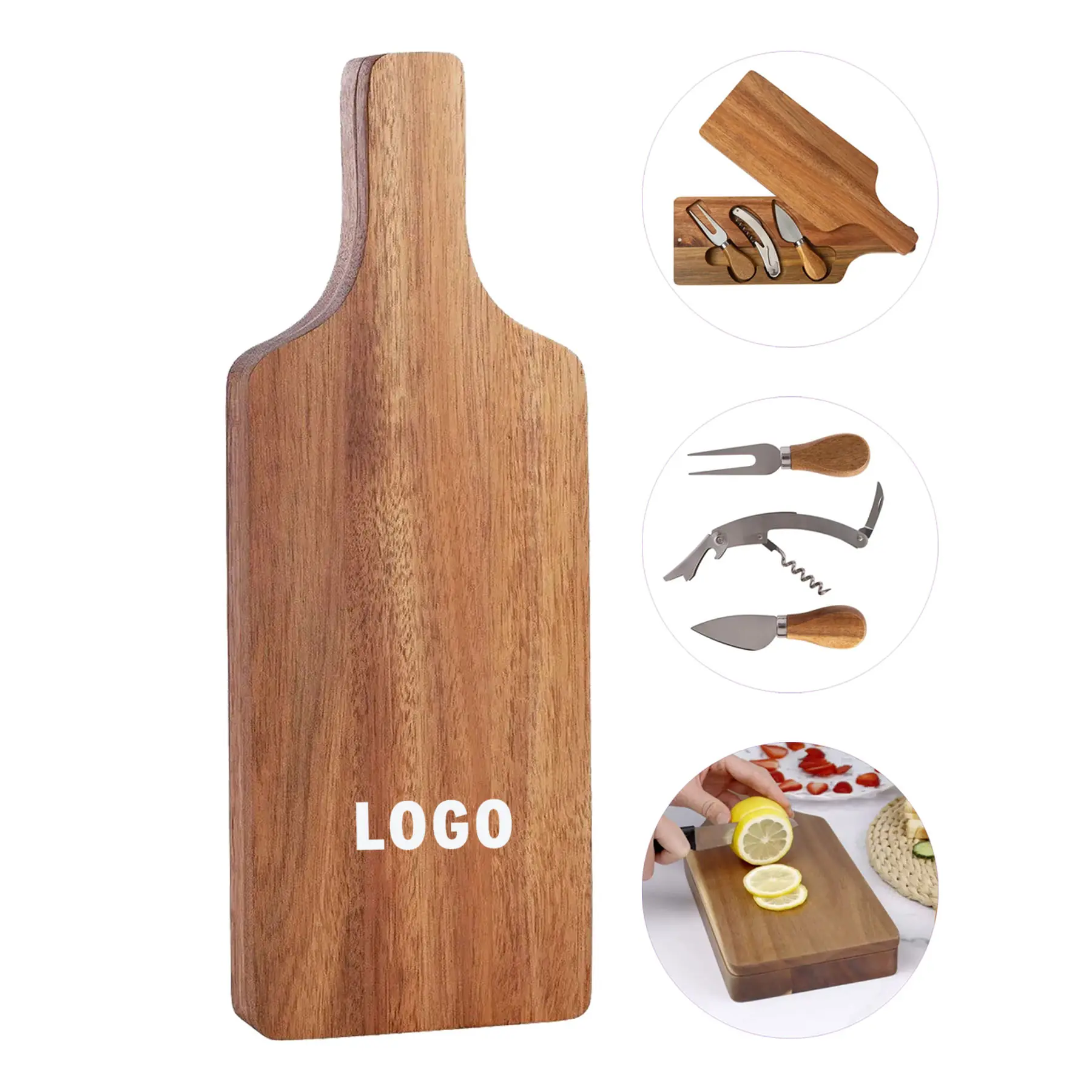 Acacia Wood Wine Cheese Serving Set 4 Piece 2