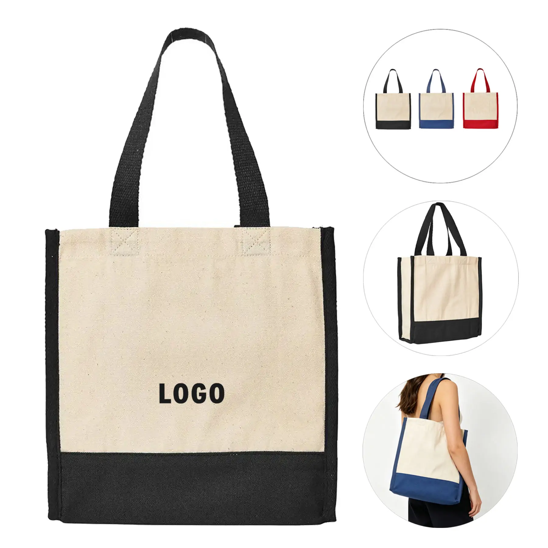 Personalized Mini Cotton Canvas Tote Bag Handles 2