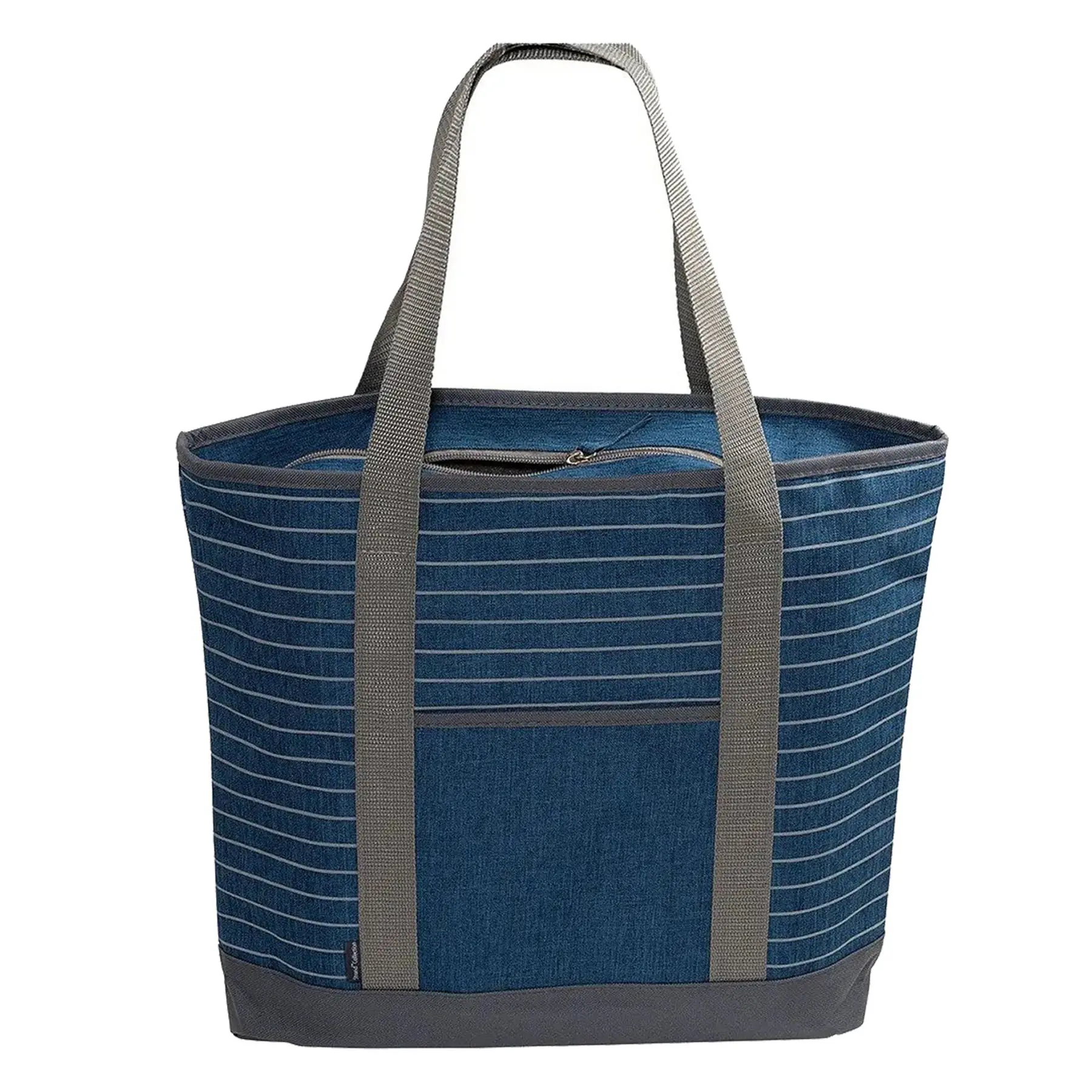 Heathered Gray Striped Canvas Tote Bag
