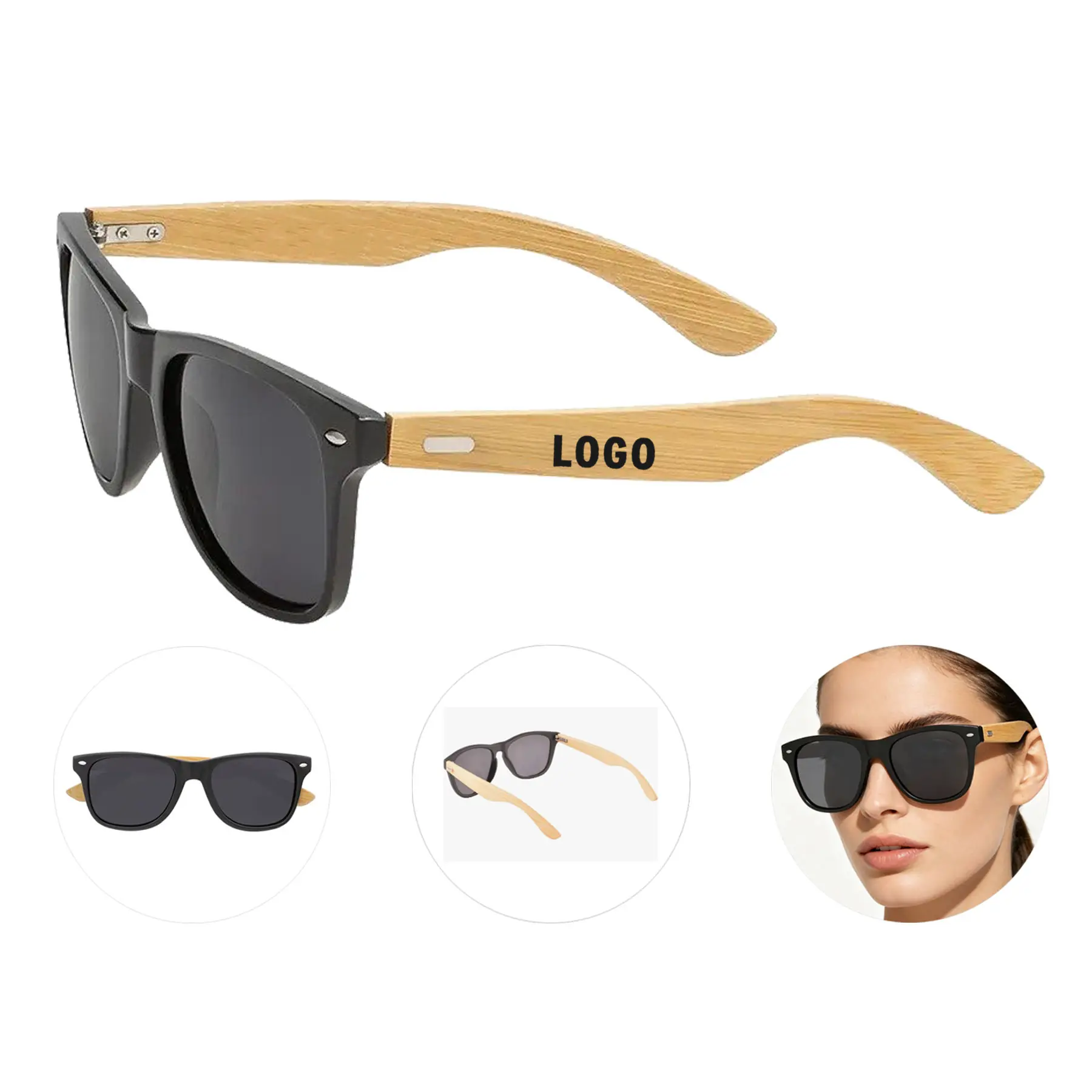 Bamboo Wood Sunglasses Recycled ABS Frame UV400 Protection 2