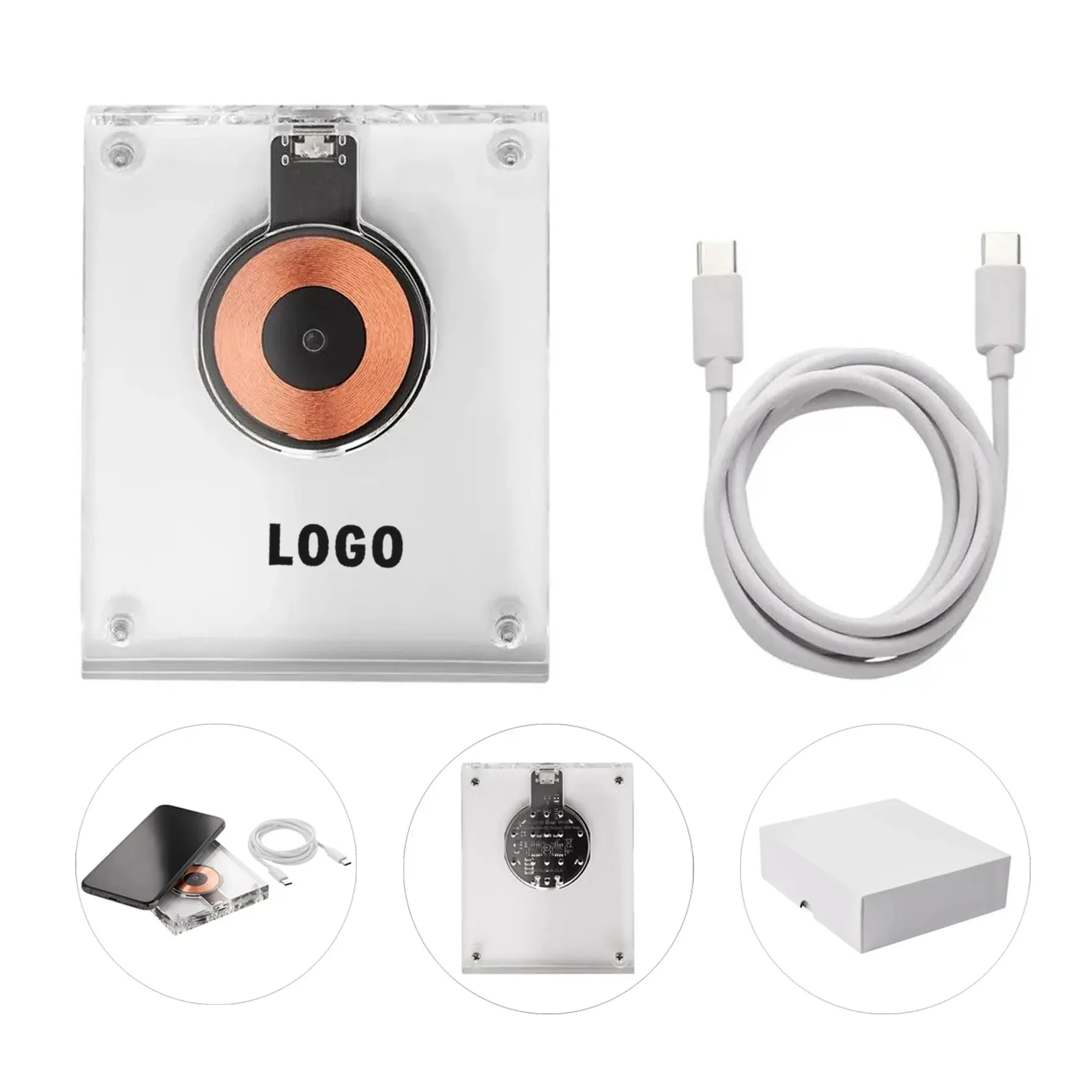 Transparent Acrylic 15W Fast Wireless Charging Pad 2