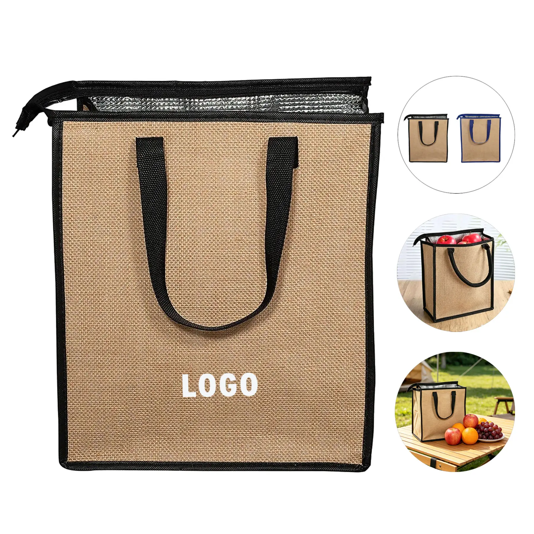 Natural Jute Insulated Cooler Tote 2