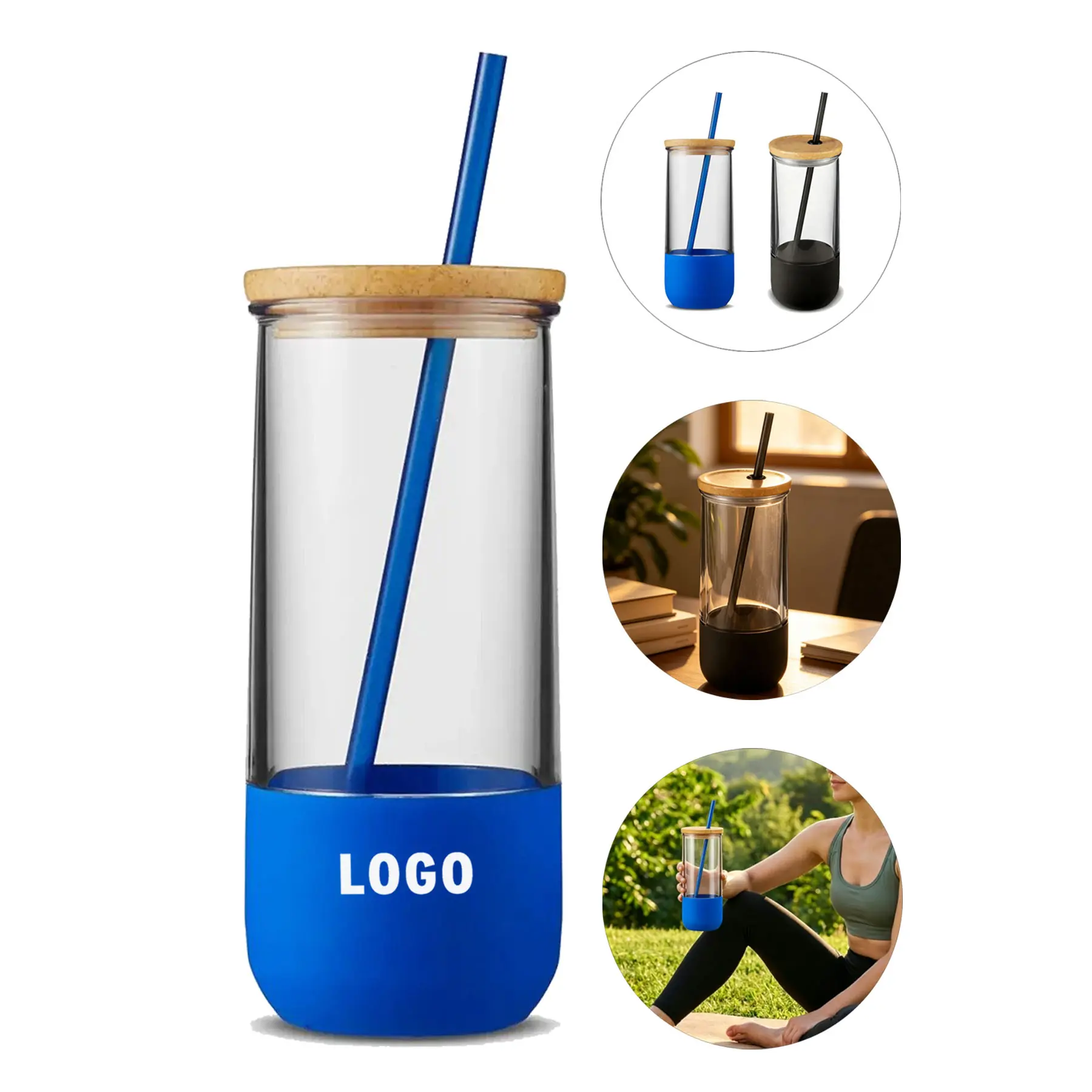 20oz Reusable Tumbler Silicone Grip Straw Cup 2
