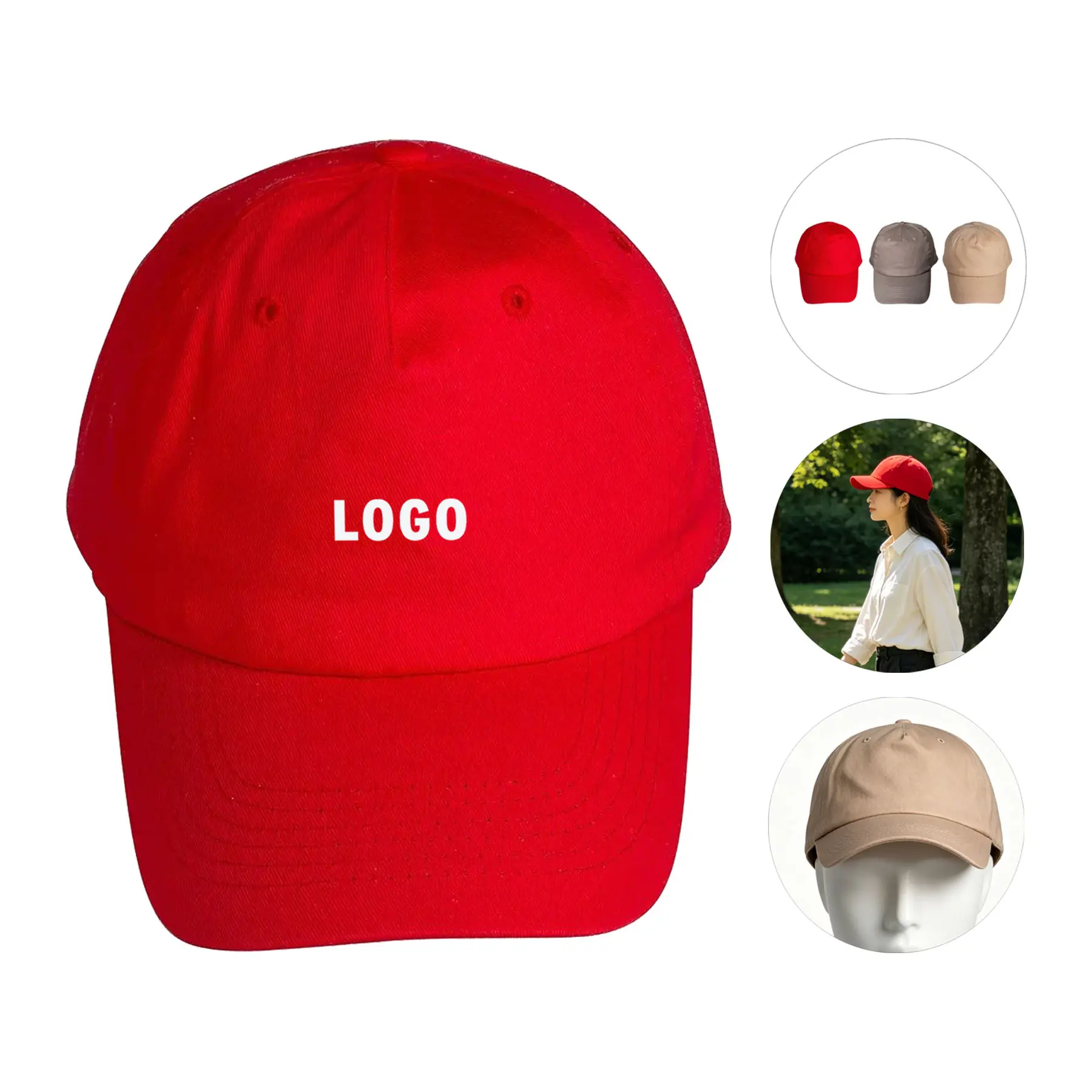 Medium Profile 5 Panel Cotton Twill Cap Pre Curved Brim 2