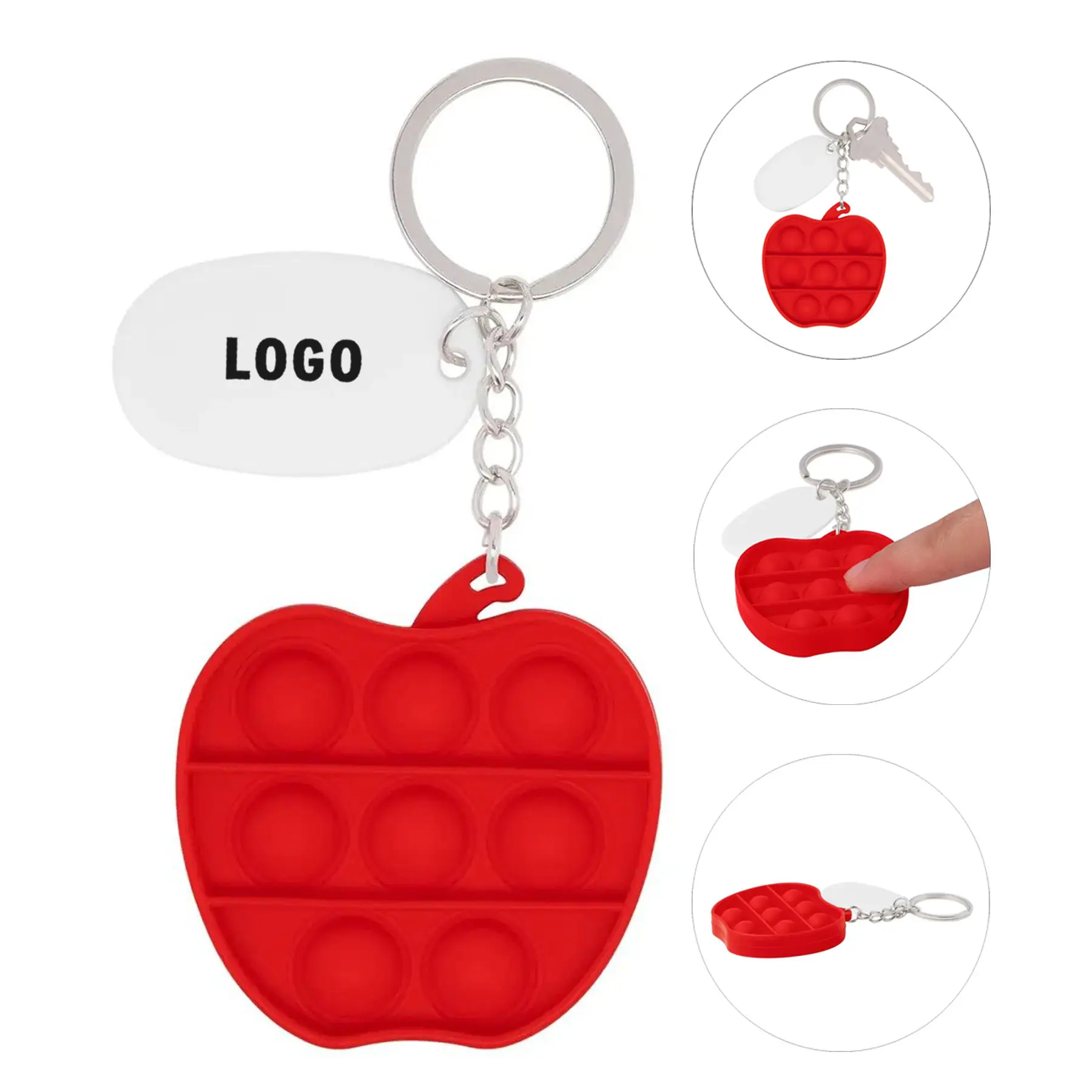 Apple Silicone Pop Keychain Fidget Stress Relief 2