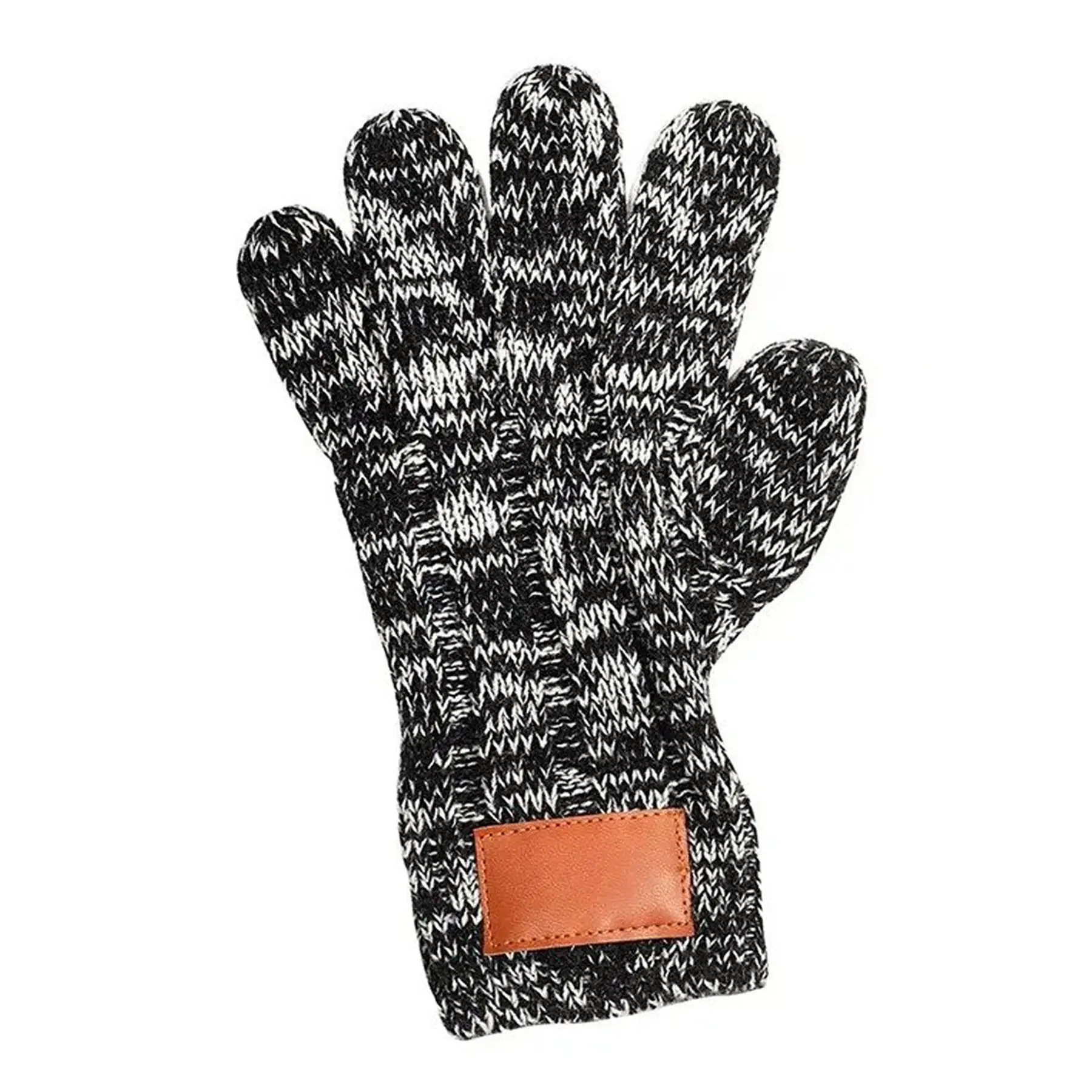 Heathered Knit Winter Gloves with PU Leather Accent