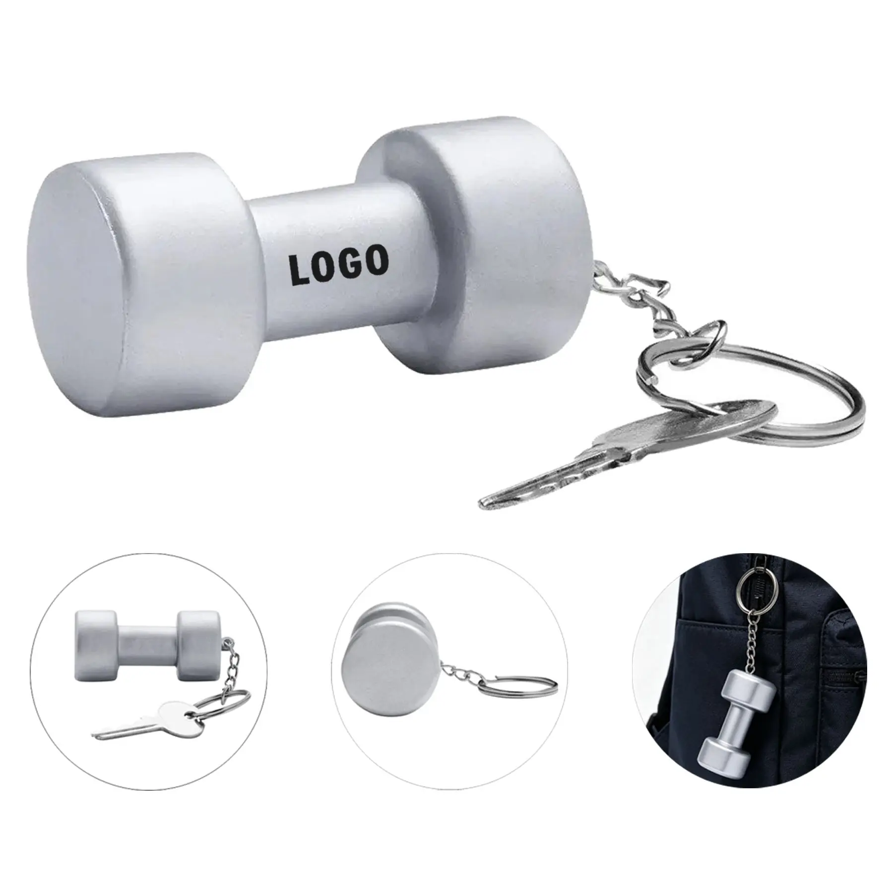 Custom Logo Foam Dumbbell Stress Ball Keychain Giveaway 2