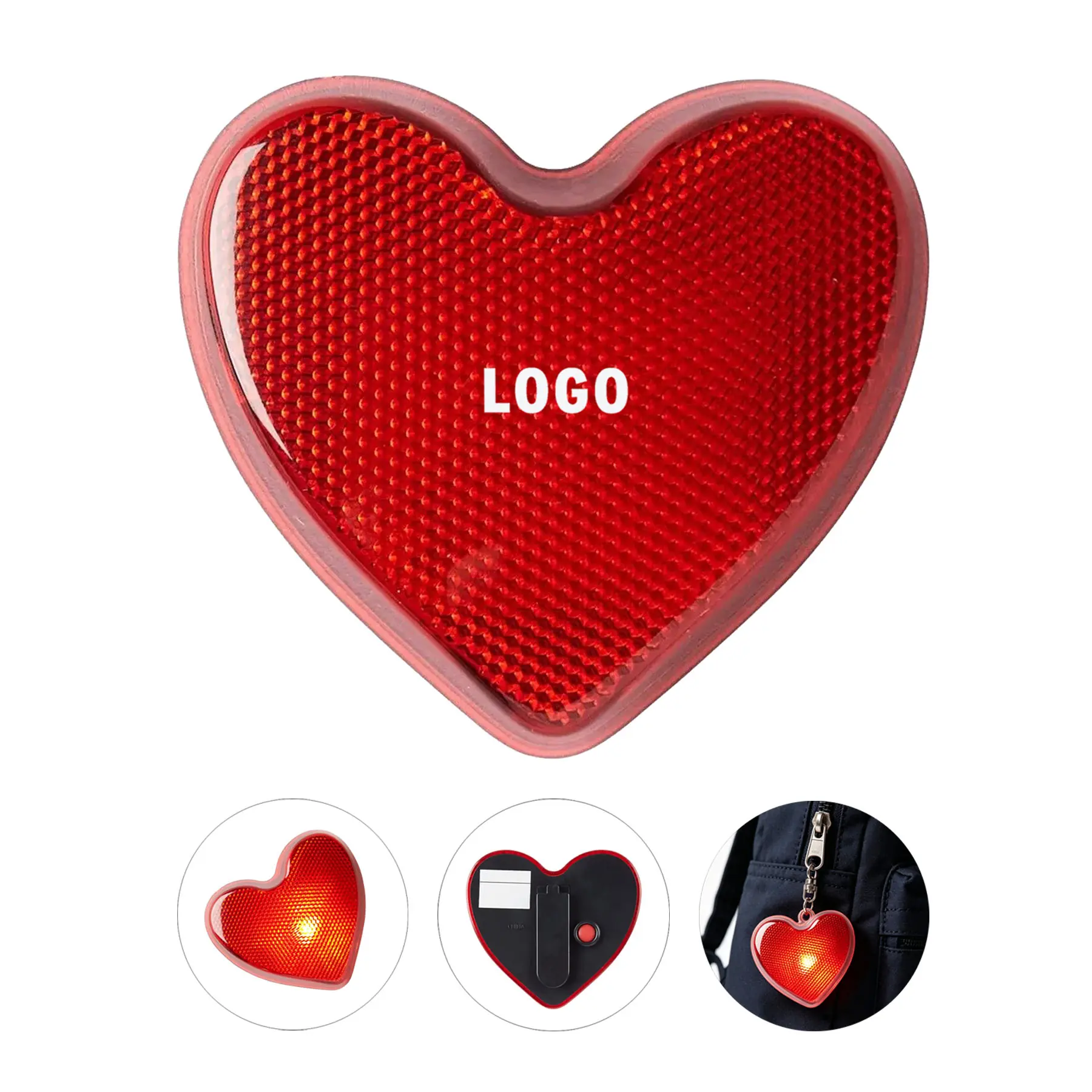 Blinking Heart Safety Clip Button 2