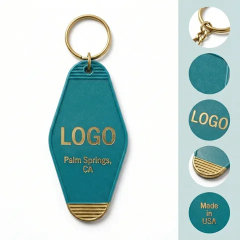 Vintage Rhombus Motel Key Tag with Secure Split Ring 2